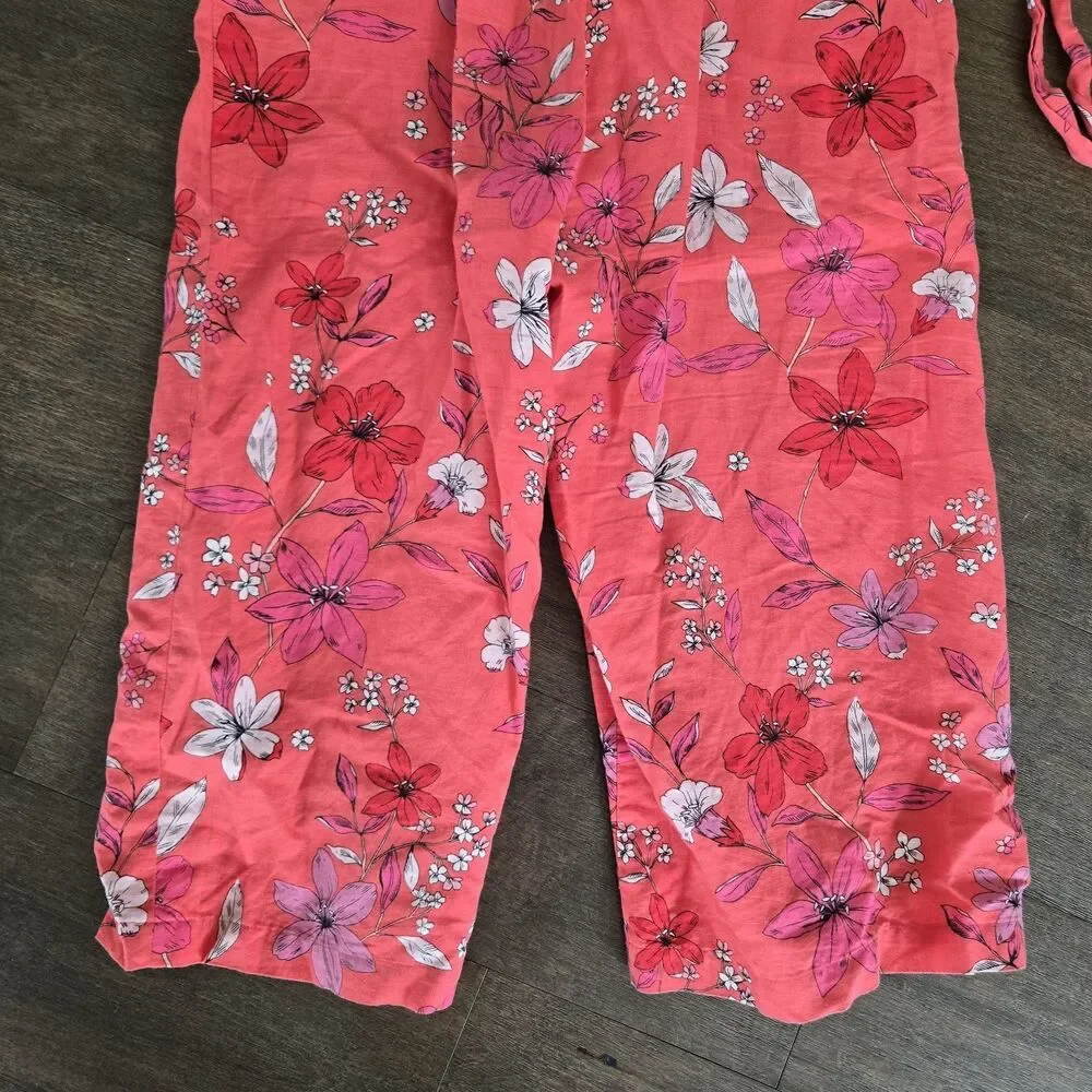 Banana Republic Floral Linen Blend Jumpsuit Size 6 P EUC